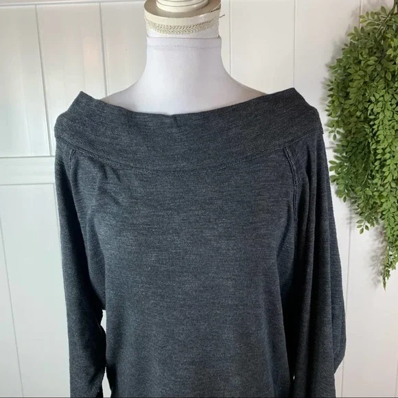 2 for $25 Free People Women Palisades Thermal Pullover Top Gray Large - Picture 3 of 8